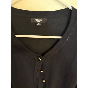 Premise Women Black Button Front Cardigan Sweater 2X